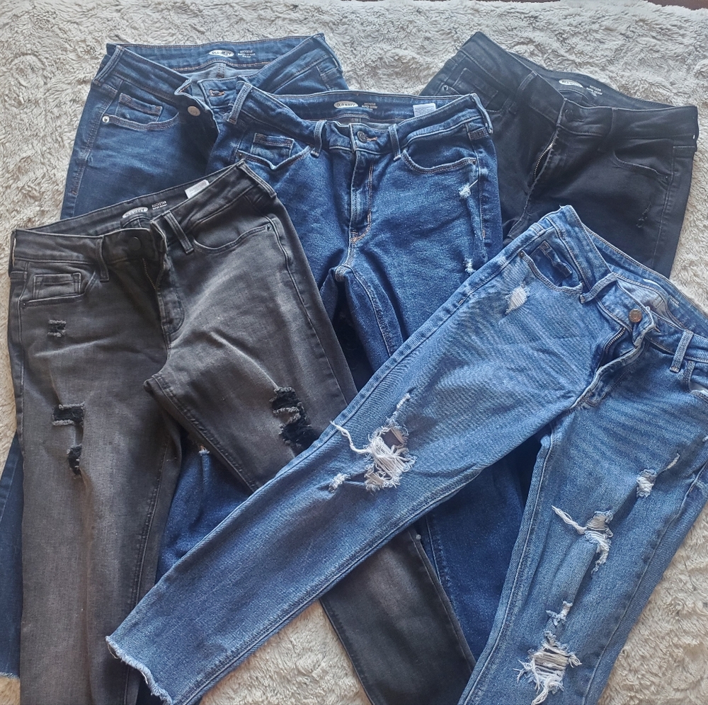 Lot Of 5 Old Navy Rockstar Super Skinny Jeans In 4P